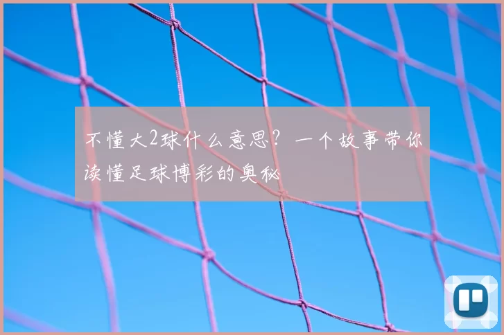 不懂大2球什么意思?一个故事带你读懂足球博彩的奥秘